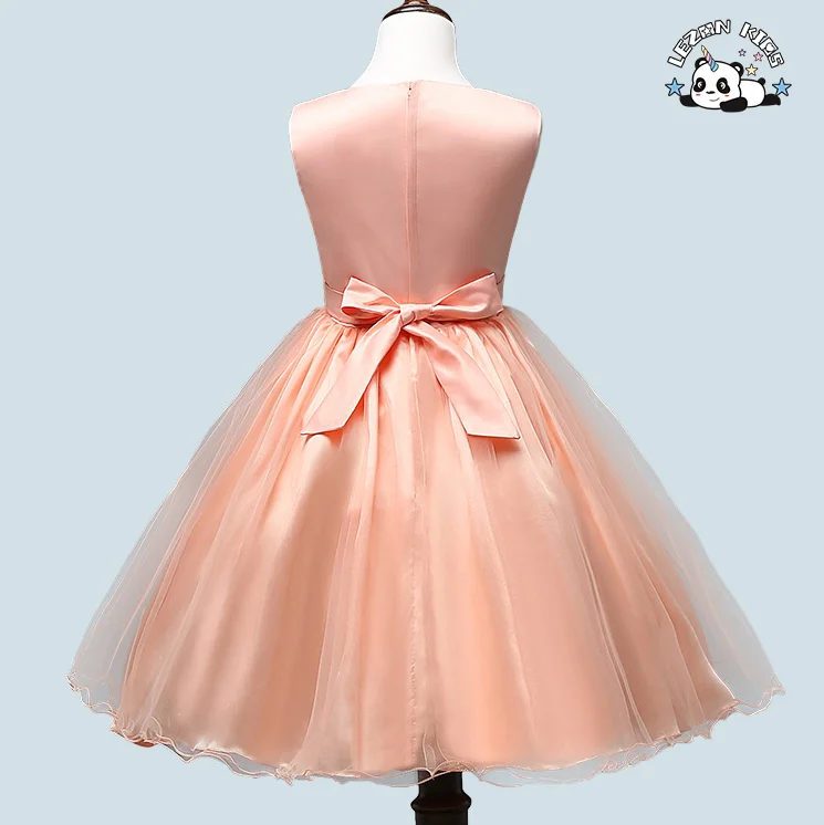 LEZONKIDS - Custom Girl Christmas Clothing Sequin Flower Sleeveless Tulle Costume Evening Dress